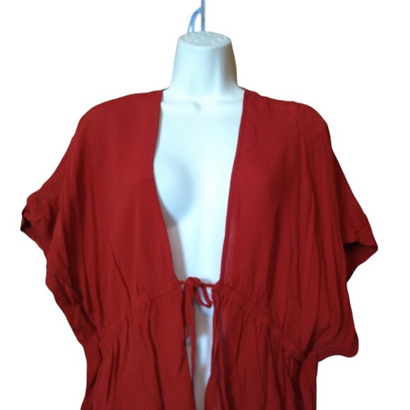 Forever 21 Contemporary Women's XS Sleeveless Red Tie Front Cover Up Top - Picture 2 of 4